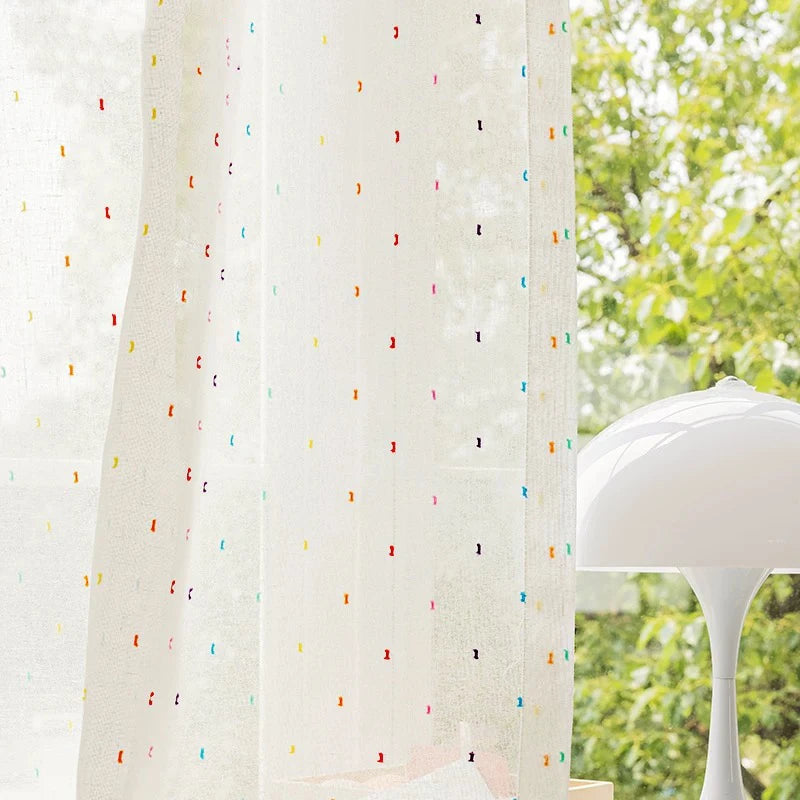 rideau polyester translucide motifs colorés moderne minimaliste maison