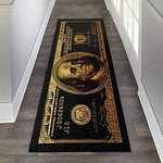 tapis moderne géométrique blanc noir doré billets 100 dollars réaliste salon chambre deco polyester