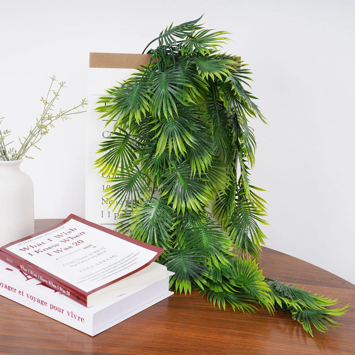plante artificielle vert feuilles palmées moderne extérieur accrochée vigne