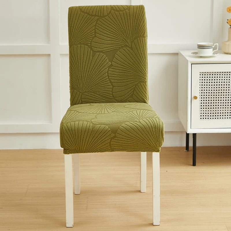 Housse chaise moderne imprimée feuilles beige clair élasthanne polyester universelle mariage banquet