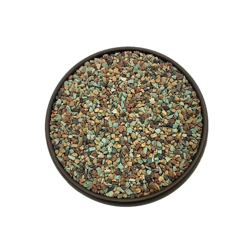 gravier naturel noir gris vert granulaire jardin pot succulentes plantes matricielles arc ciel