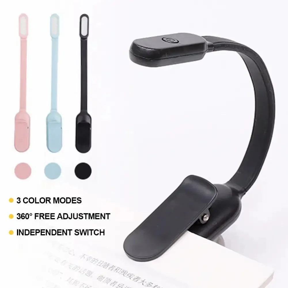 lampe lecture rechargeable usb rose bleu noir clip ajustable brightness étudiant chambre dormir