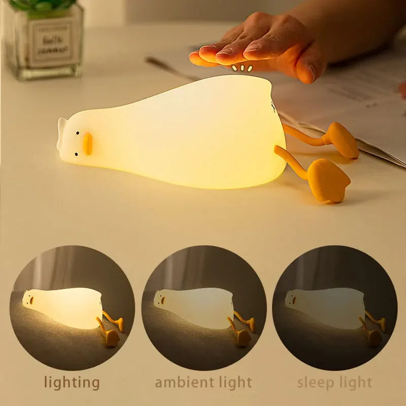 veilleuse led rechargeable canard mignon blanc jaune lampes enfants chambre coucher cadeau anniversaire