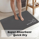 tapis bain moderne imprimé gris symboles nettoyage keep clean absorbant respectueux environnement 60x90cm