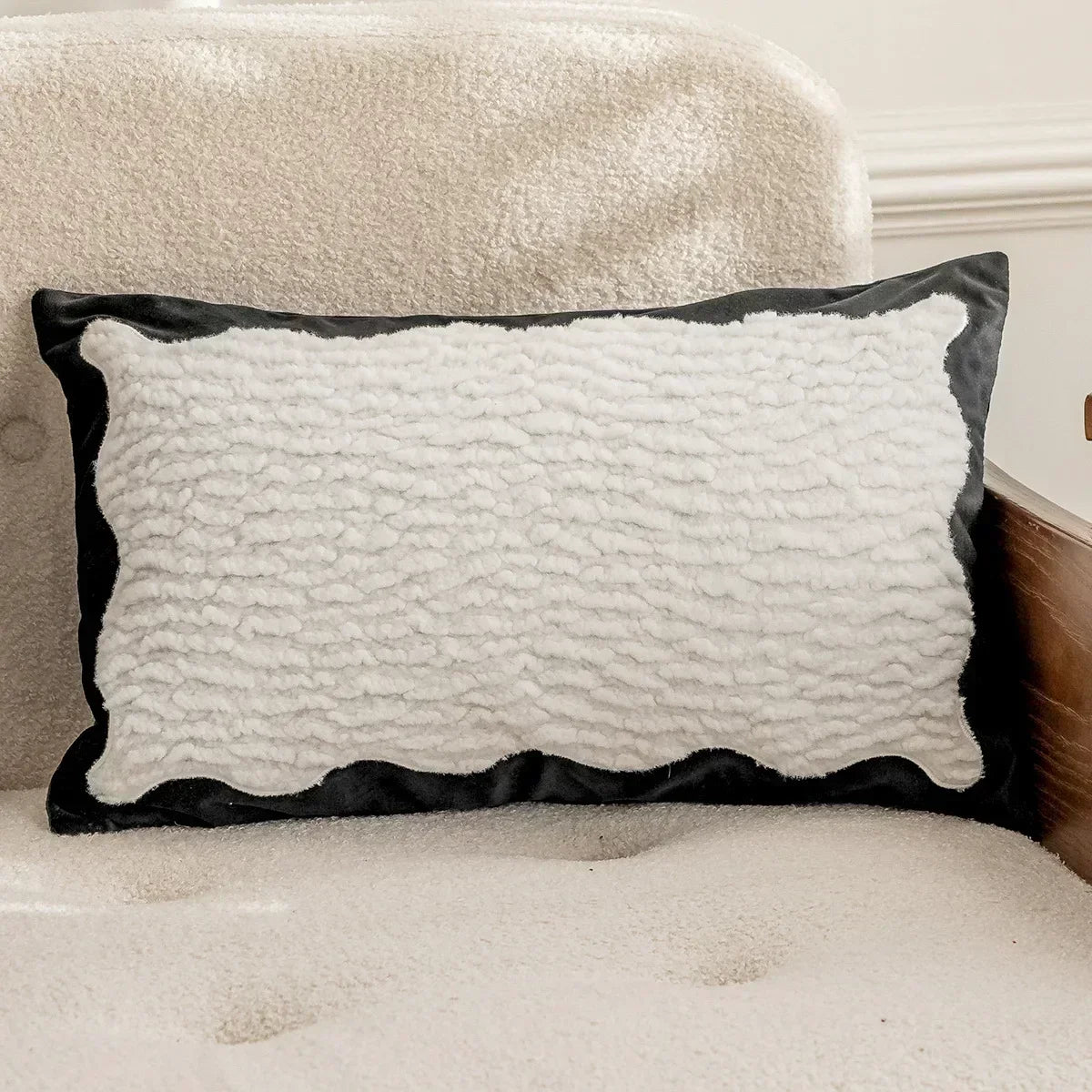 coussin décoratif moderne motif floral blanc nordique polyester jacquard adhésif