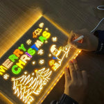 tableau lumineux transparent multicolore dessins animés lettrage lumineux usb pochettes stylos accessoires nettoyage moderne