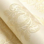 papier peint floral relief blanc argenté doré résistant l'humidité isolation thermique 3m 53cm