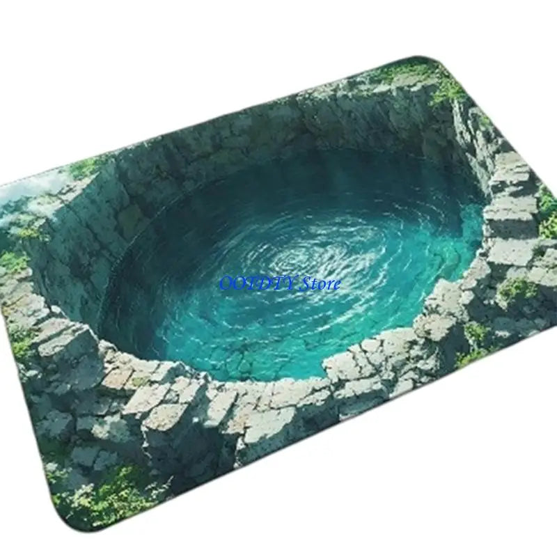 tapis paillasson illusion optique bleu vert marron jaune anti dérapant sécurité moderne naturel