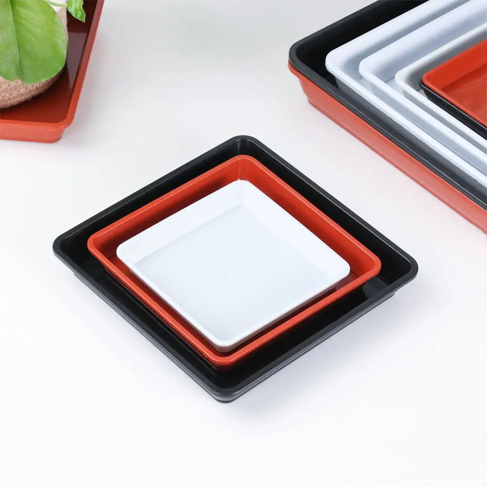 plateaux carrés plastique durable goutte goutte sauciers plantes modernes 12x12cm 15x15cm 18x18cm 22.2x22.2cm 25.6x25.6cm