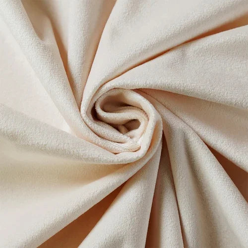tissu velours polyester largeur 155cm couleurs vert beige rose bleu jaune uni opaque moderne