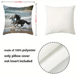 taies d'oreiller polyester motifs chevaux galopants moderne noires blanches 45x45cm sofa lit decoration chambre