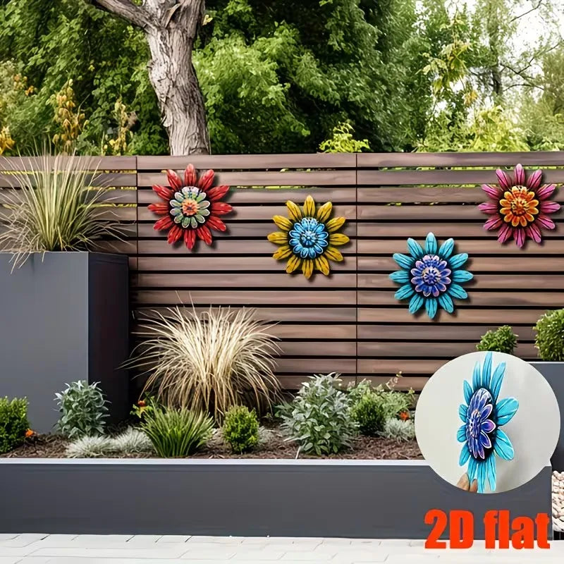 plaques murales décoratives fleurs stylisées bleu rouge jaune rose vert modernes 3d