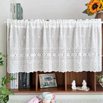 rideau valance blanc motif floral transparent vintage rustique chambre anneaux tringle inclusion éléments
