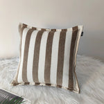 housses coussin polyester rayées beige marron modernes adhésives lit dimension 30x50cm 45x45cm decoration interieur