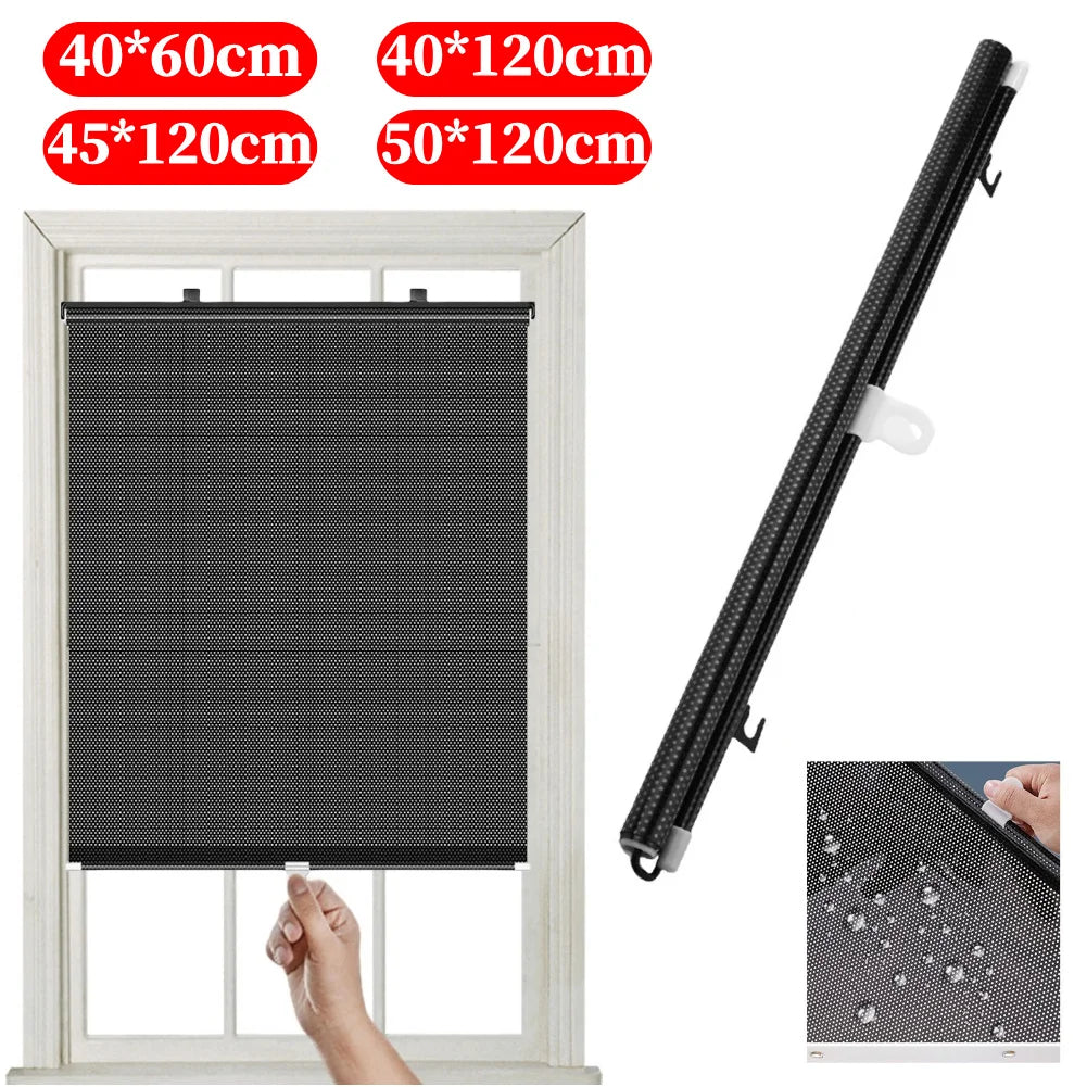 rideau store rouleau noir maille fine opacité moderne clips fixation chambre salle bain