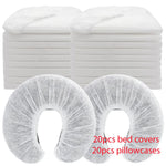 draps jetables massage blancs adhésifs couvre lits tête spa relaxation moderne pack 20pcs