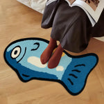 tapis moderne poisson bleu blanc jaune salle bain antidérapant machine laver