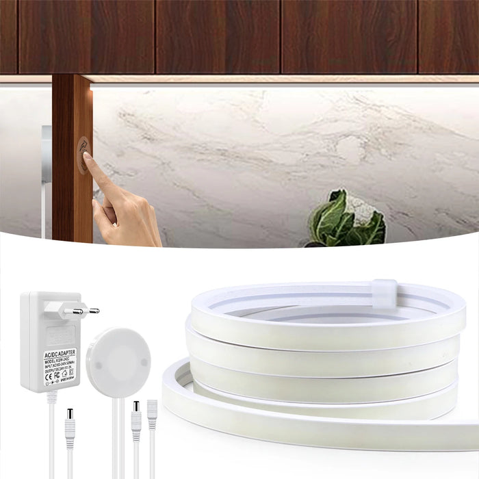 Tube néon LED COB 11mm blanc chaud sous armoire de cuisine