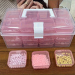 boîtes rangement plastique rose bleu vert orange modernes pratiques poignée