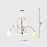 suspension lumineuse moderne sphères translucides structure métallique or rouge brun lumière led chambre salon