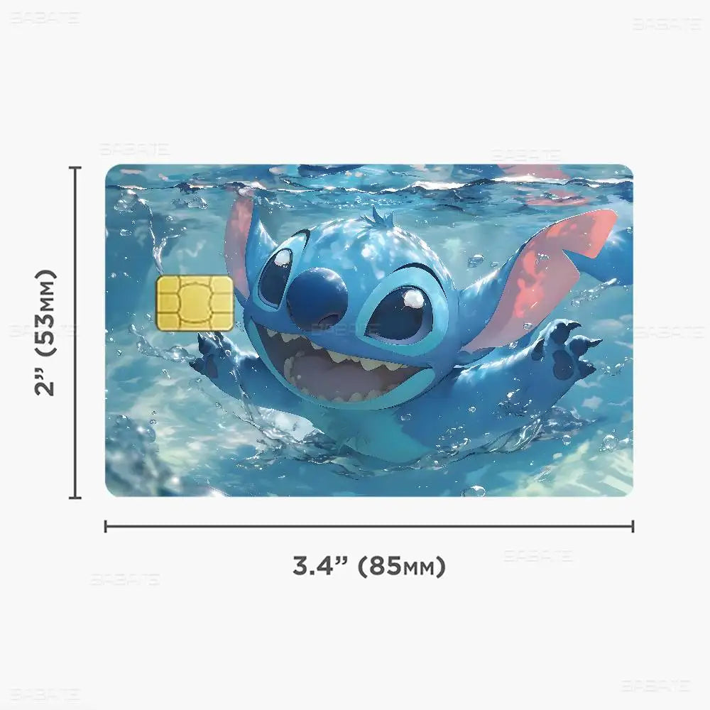 étiquettes carte bancaire stitch dessin animé mignon adhésif réutilisable waterproo