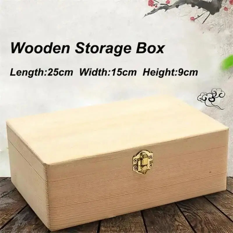 boîte rangement bois naturelle classique poignée dorée grain bois respectueux environnement 25x15x9cm