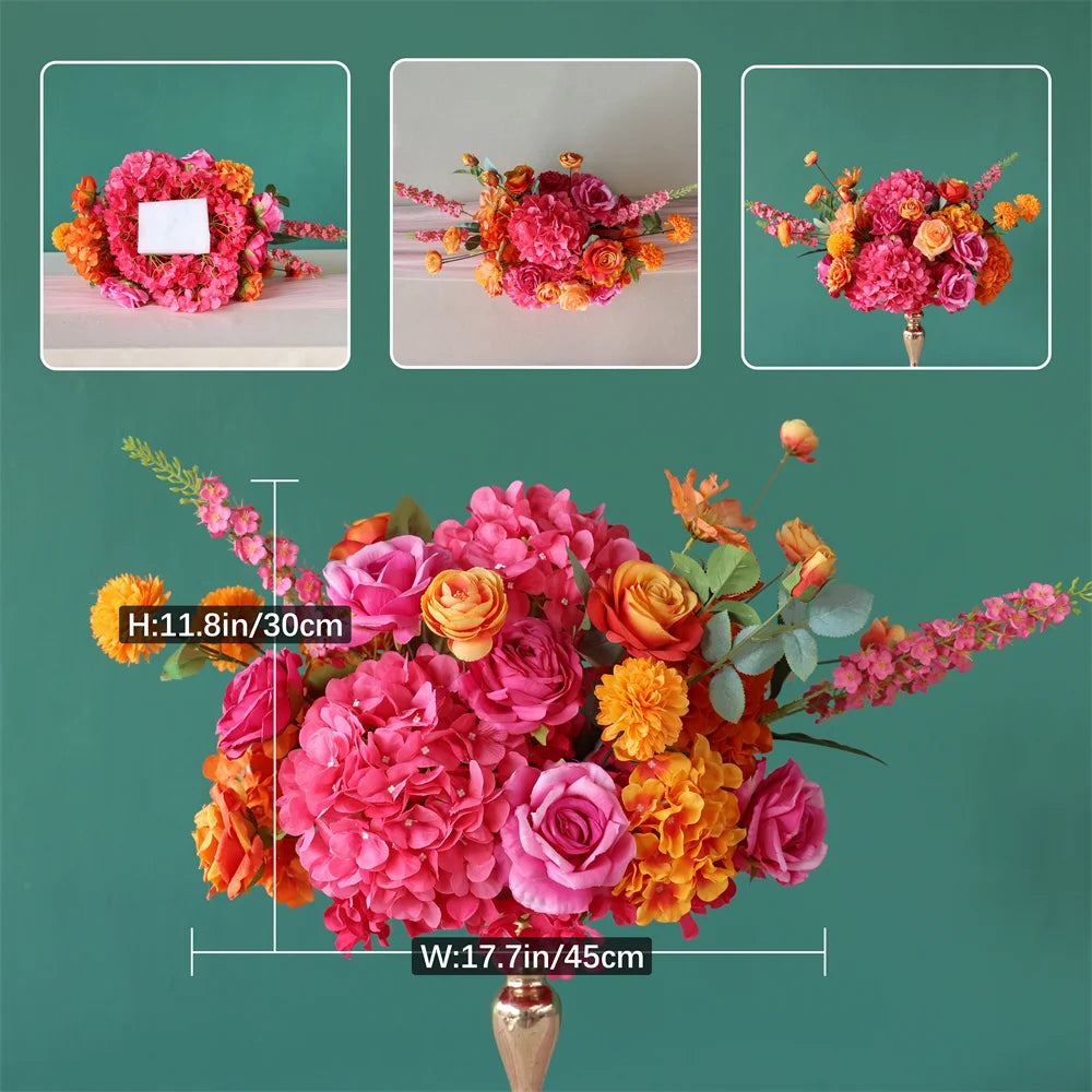 décoration événement rose vif orange artificielle bouquet mariage anniversaire intérieur moderne élégant