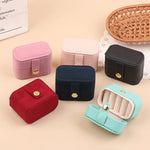 boîtes bijoux velours rose bleu noir rouge classiques boutons pression anneaux portables voyage