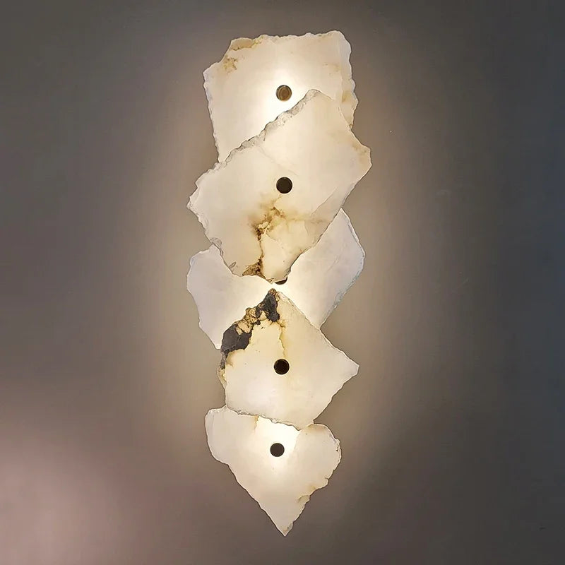 lampe murale marbre naturelle lumière chaude blanc moderne artisanal fixations
