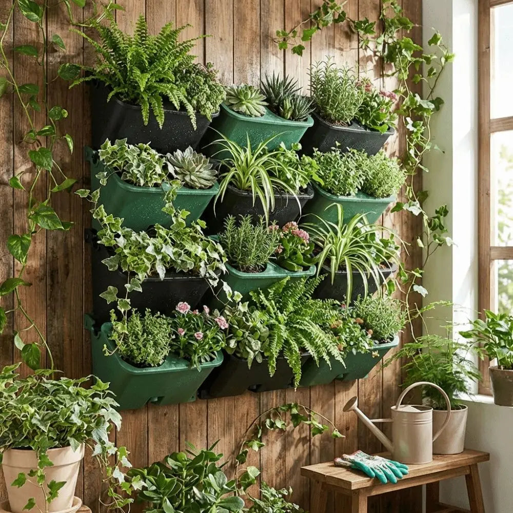 support mural plantes vert noir blanc moderne minimaliste perforations plastique lisse