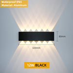 applique murale led moderne noire fixée mur diodes led étanches ip65
