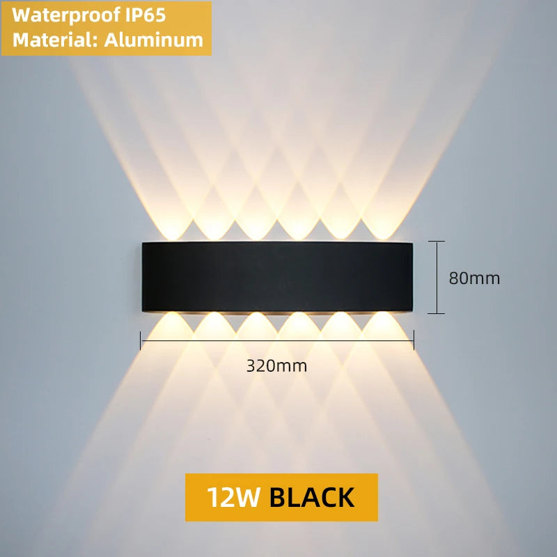 applique murale led moderne noire fixée mur diodes led étanches ip65