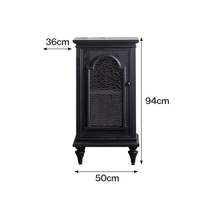 armoire classique noire tiroirs bois motifs géométriques salon storage vintage minimaliste modernisée