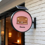 panneau lumineux publicitaire double face led logo personnalisé moderne blanc noir rose marron
