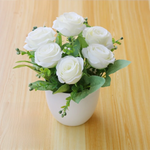 Bouquet artificiel rose blanc bleu jaune violet feuilles vertes décoration intérieure moderne minimaliste