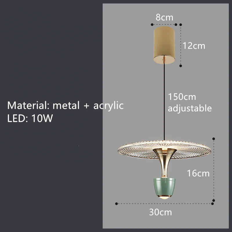 suspension lumineuse moderne élégante dorée transparente câble suspendu chambre salon étude