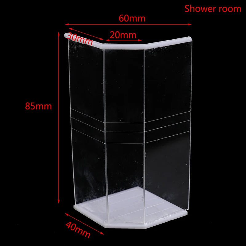 accessoires deco maison poupée ensemble salle bain douche baignoire evier wc resine blanc moderne