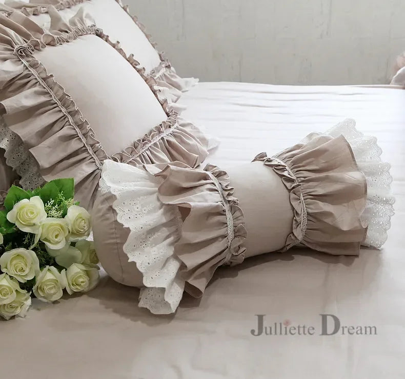 oreiller coton brodé dentelle fronces blanc décoratif romantique taie d'oreiller simple maison couverture coussin