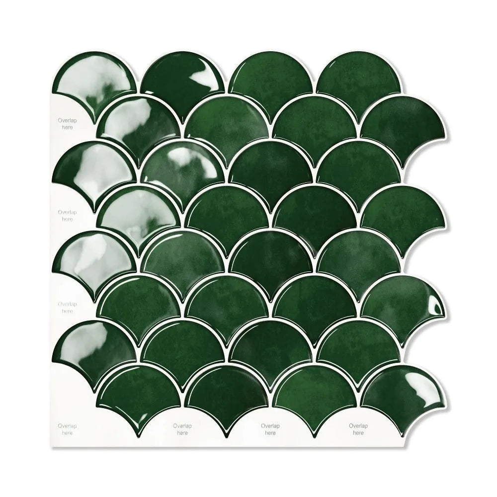 carreaux muraux adhésifs 3d résistants l'eau vert foncé gris rose poisson moderne décoratifrollable