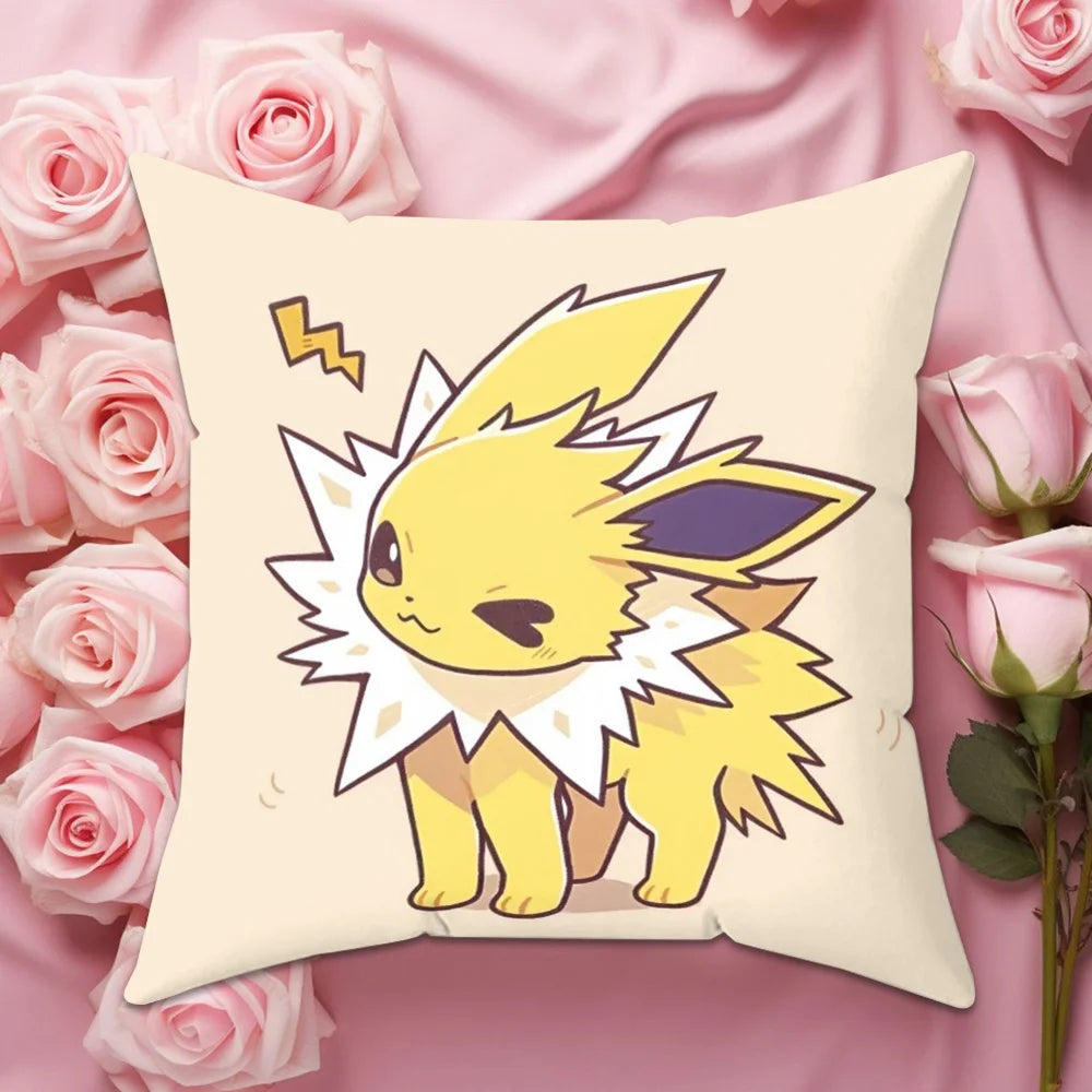 coussin pokémon évee jolteon umbreon illustration dessin animé 30x30cm 40x40cm 45x45cm 50x50cm polyester cotton