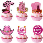 accessoires fête cowgirl thème western rose noir blanc toppers cupcakes assiettes pouces autocollants guirlande