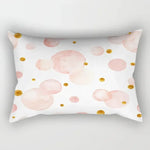 taie d'oreiller rectangulaire rose blanc doré motif géométrique moderne lit chambre décoration maison