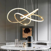 suspension lumineuse or abstrait moderne forme nœud salon contemporain