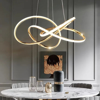 Suspension LED géométrique dorée design nordique