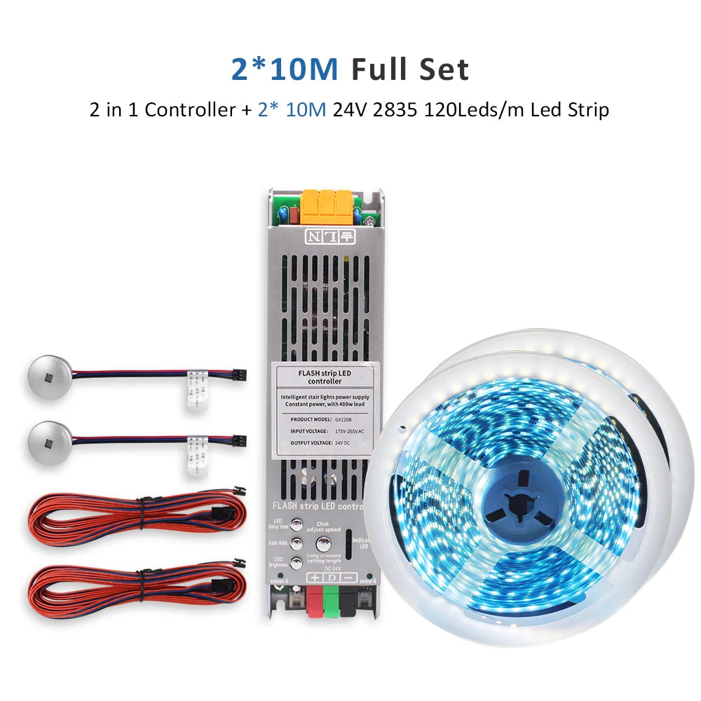 ruban led adhésif 24v bleu blanc gris contrôleur câbles moderne