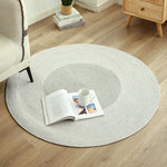 tapis boho spirale concentrique franges antidérapant coton beige clair rustique fleurs artificielles salon chambre