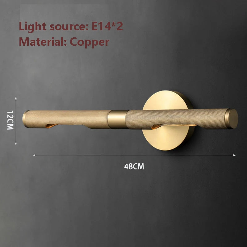 applique murale moderne dorée texturée fixée mur 46cm longueur deux sources lumineuses led chambre