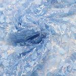 tissu décoratif élégant fleurs paillettes dorées bleu marine bleu clair vert rose blanc translucide