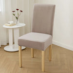 housse chaise velours doux élastique beige clair moderne salon restaurant 45cm longueur