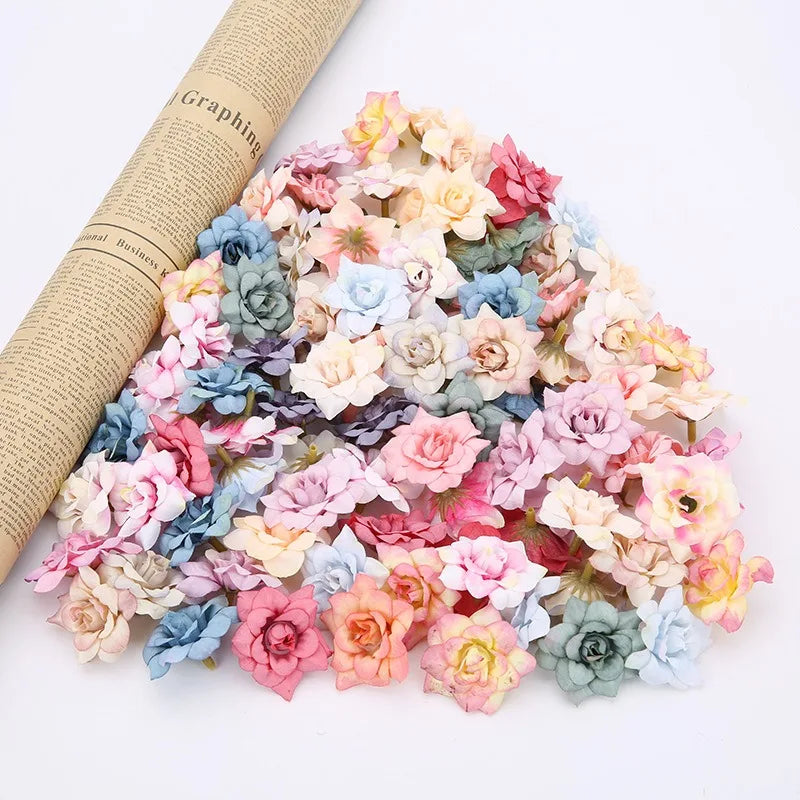 fleurs artificielles roses pâles bleu clair violet blanc classiques mariage anniversaire scrapbooking diy bricolage